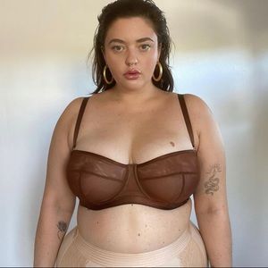 Savage x Fenty Mesh Balconette Style Bra - Brown - 40DD